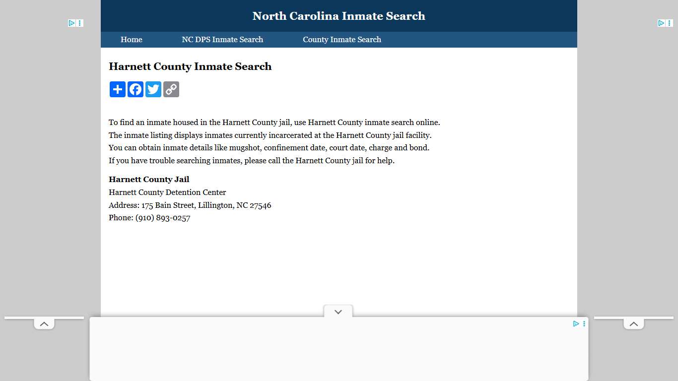 Harnett County Inmate Search